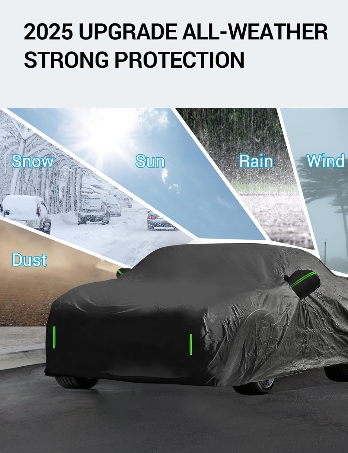 Proadsy 2025 Upgrade 6 Layers Car Cover Custom Fit for Corolla Sedan 2019-2024 2025 Windproof All Weather Waterproof Sun Rain UV Dust Snow Protection Outdoor Full Covers