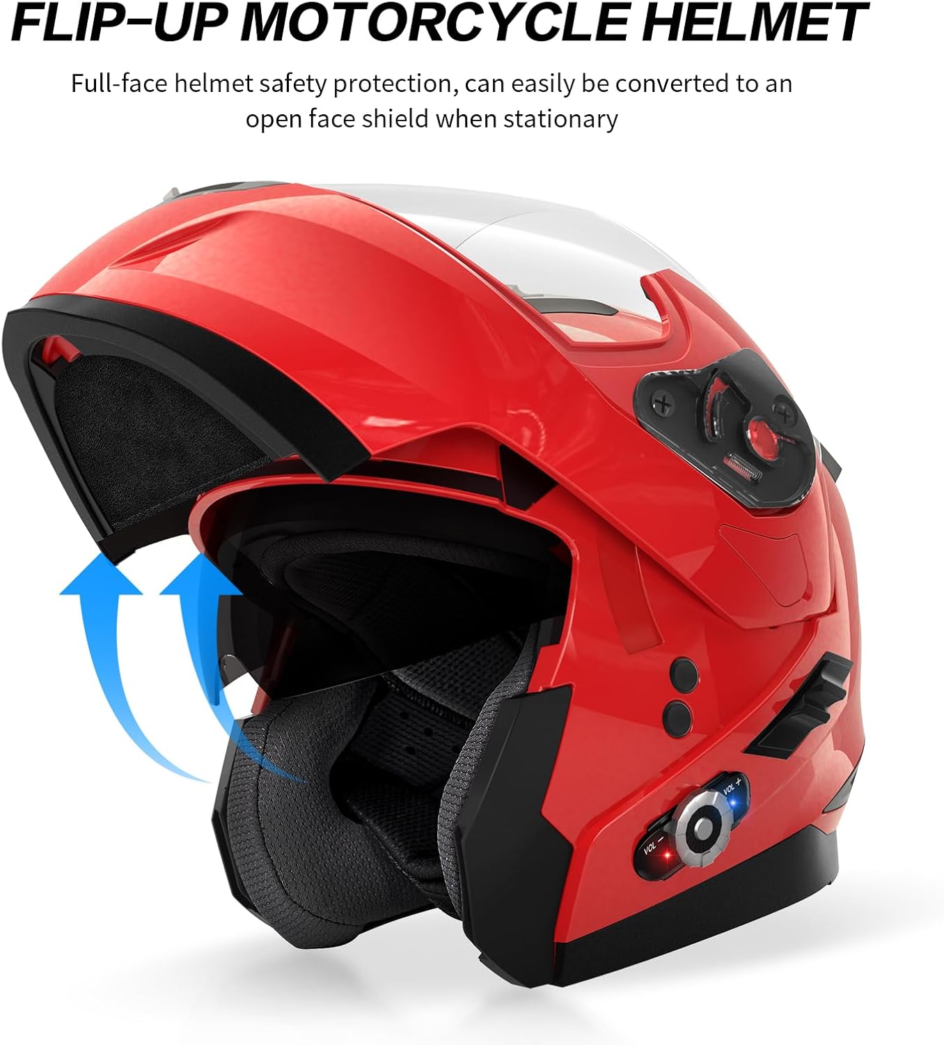 Motorcycle Helmet Bluetooth 5.0 Integrated New EPS FreedConn BM2-S Modular Flip Up Dual Visor Motorbike Helmet DOT FMVSS-218 Approved MP3 FM for Adults Men Women