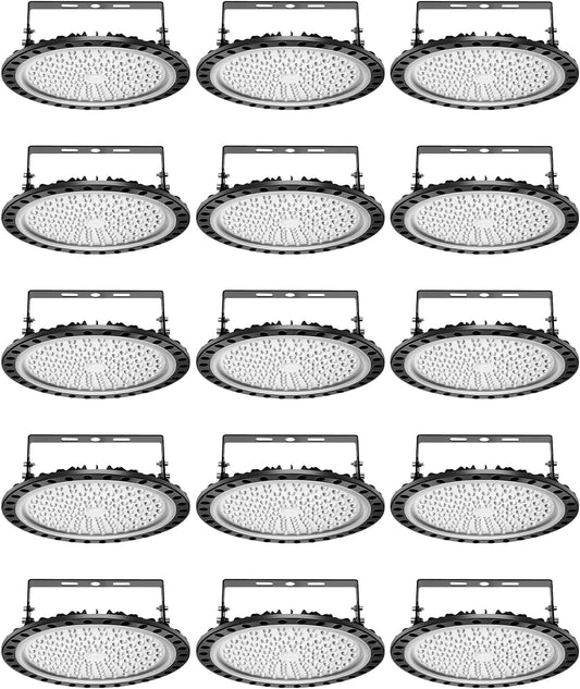 Viugreum High Bay LED Shop Lights, 500W UFO LED High Bay Light 50,000LM 120V LED High Bay Lights 5000K Daylight, Alternative to 2000W MH/HPS for Garage Workshop Barn Factory Warehouse - 15 Pack