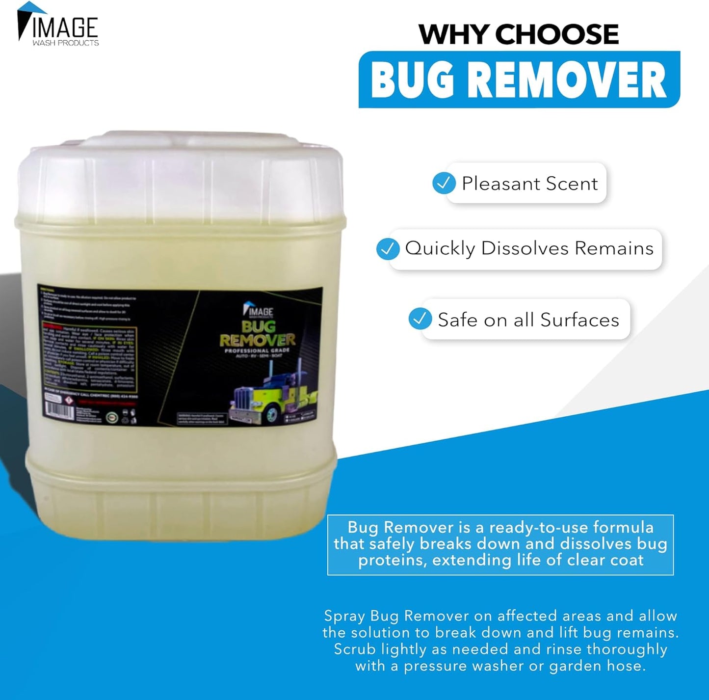 Image Wash Products Bug Remover – (5 Gallon) Best Bug Remover for Cars/Truck Exterior | Bug Cleaner for Vehicles, Car Bug Remover Spray, Bug Off Car Cleaner, Bug Wash for Cars