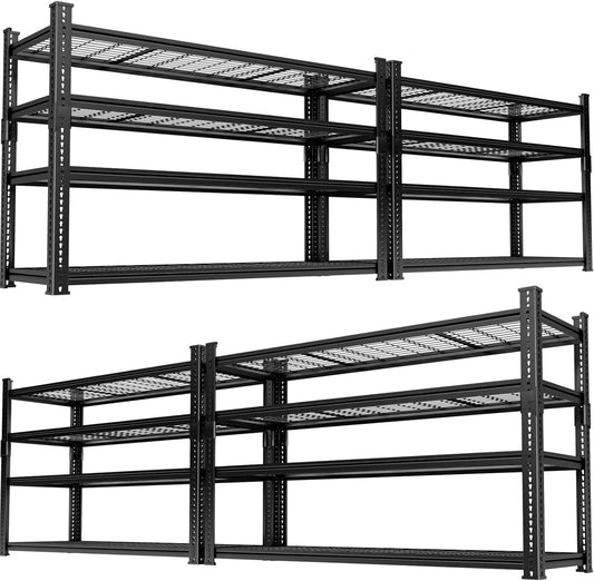 Storage Shelves 4PCS, Garage Shelving Heavy Duty 2640LBS Capacity, 48"L x 18"W x 60"H Adjustable Metal Shelving Organizer Wire Rack, 4 Tier Utility Shelf Unit for Pantry Closet Warehouse Organization