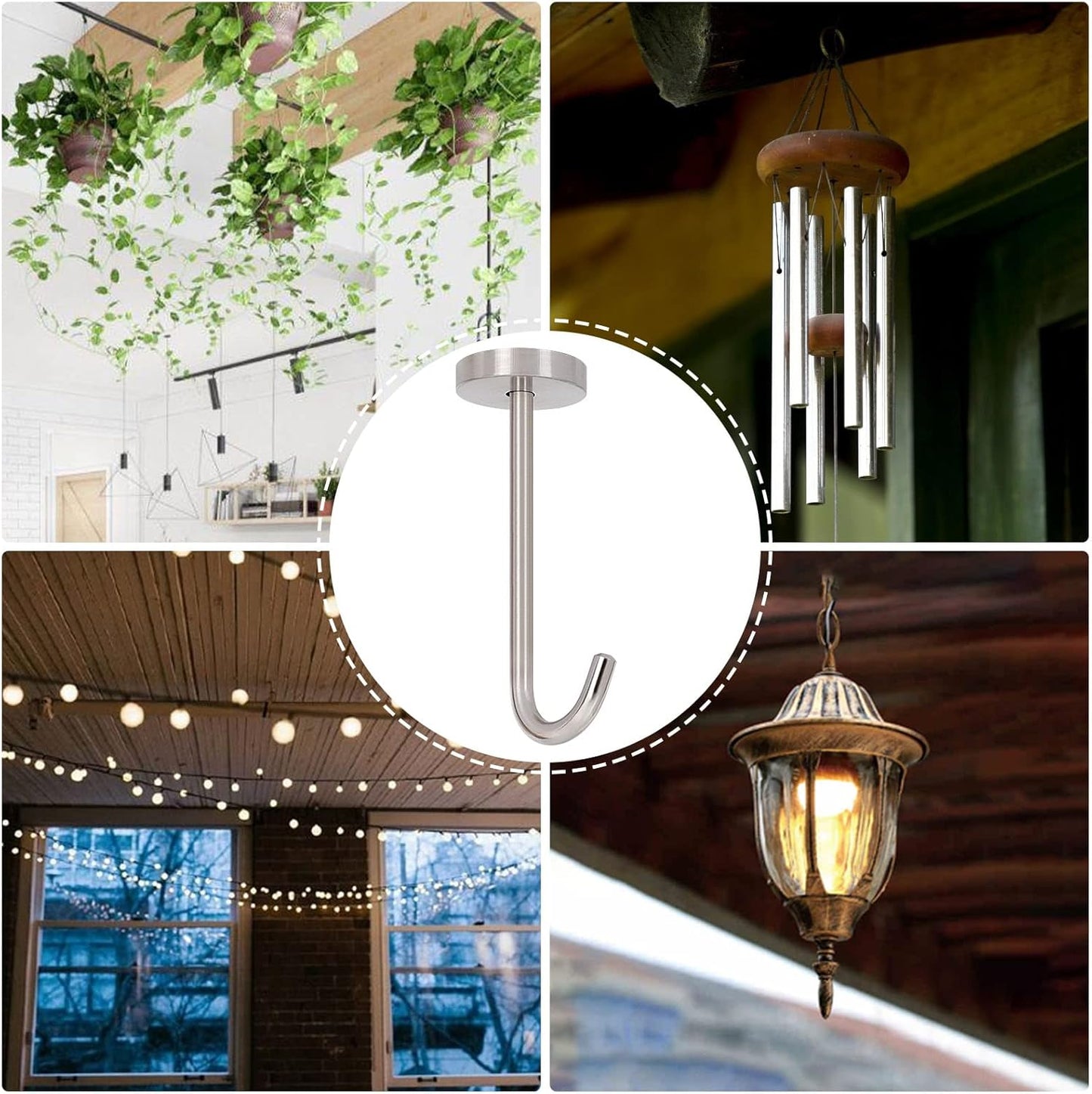 NearMoon Coat Hooks, Wall Hooks for Hanging Hat Hurse Robe, 304 Stainless Steel Heavy Duty Towel Hangers for Bathroom Livingroom Kitchen-Ceiling Hook, 6 Pack (4 Inch, Brushed Nickel)