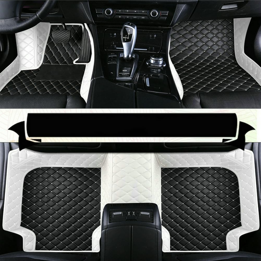 Customized Personalized car Floor mats, All-Weather Luxury car Floor mats, Waterproof and Anti Slip Leather car Floor mat Lining, 95% Customized car, Truck, and SUV Floor mats (Edge White)