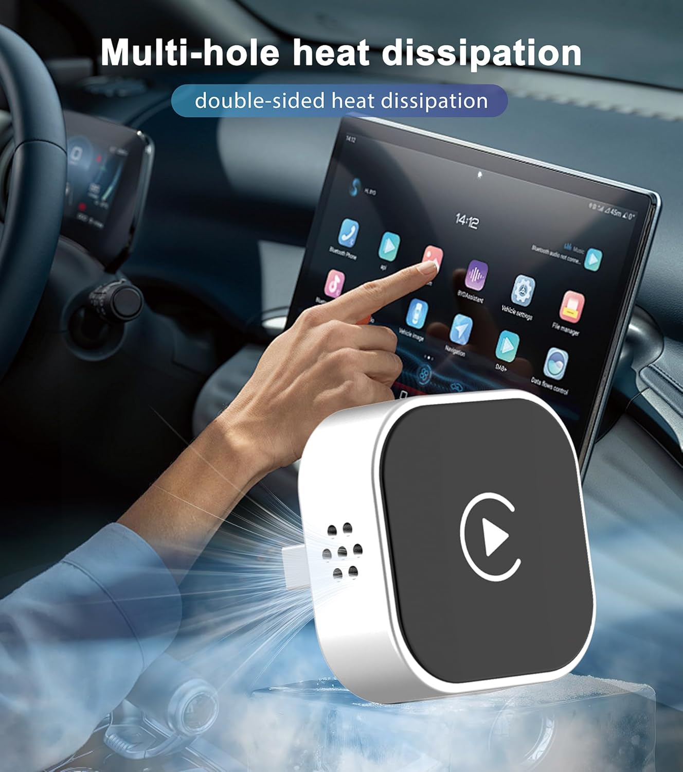 CarPlay Wireless Adapter, Plug-and-Play, Supports CarPlay+Android Auto, Mini and Stable Wireless CarPlay Adapter, Compatible with Apple iOS 10+ and Wired CarPlay Vehicles Manufactured After 2016.