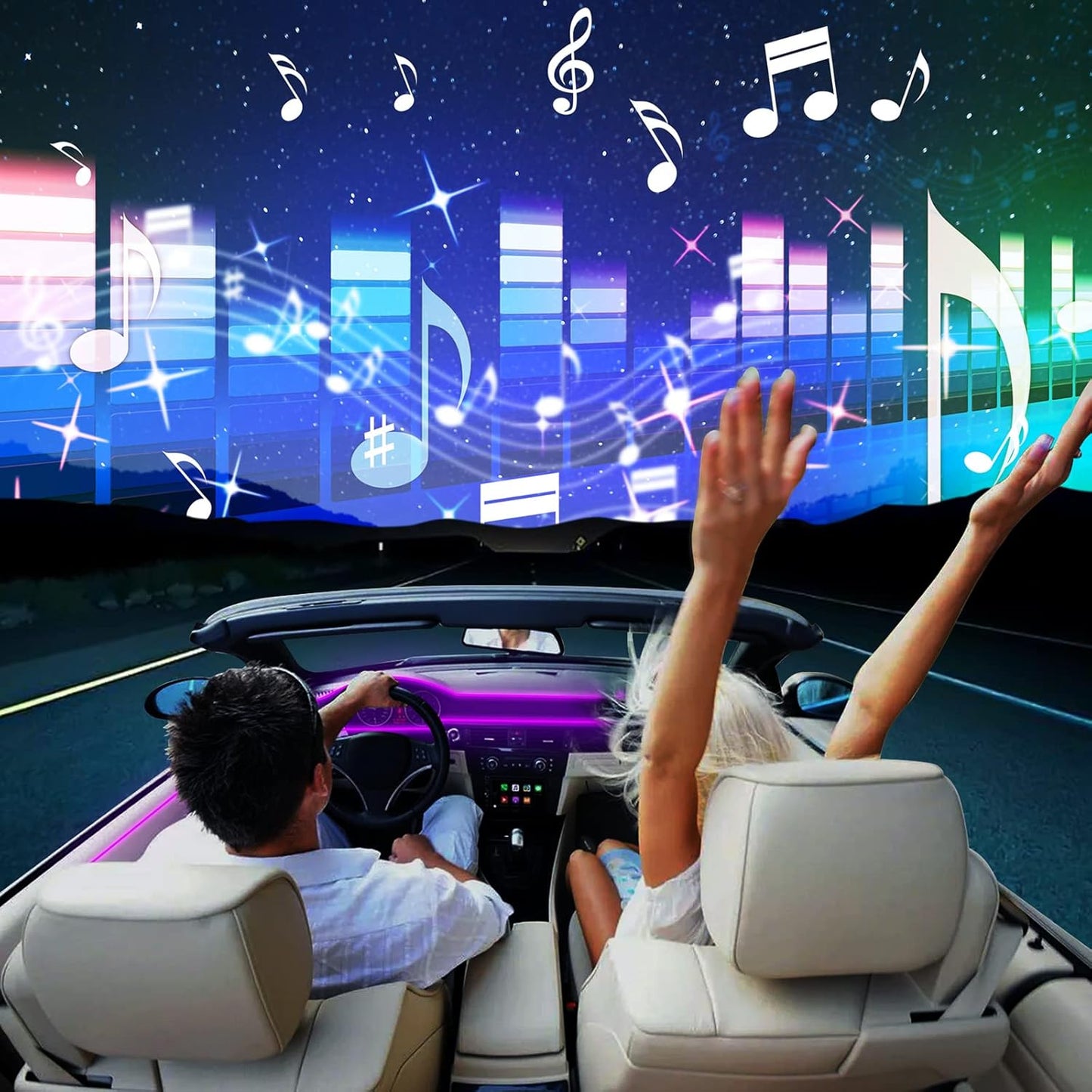 RGB Acrylic Interior Car LED Strip Light 43-inch, which fit for RGB Main Controller Connects and sub-Controller kit (not Including)