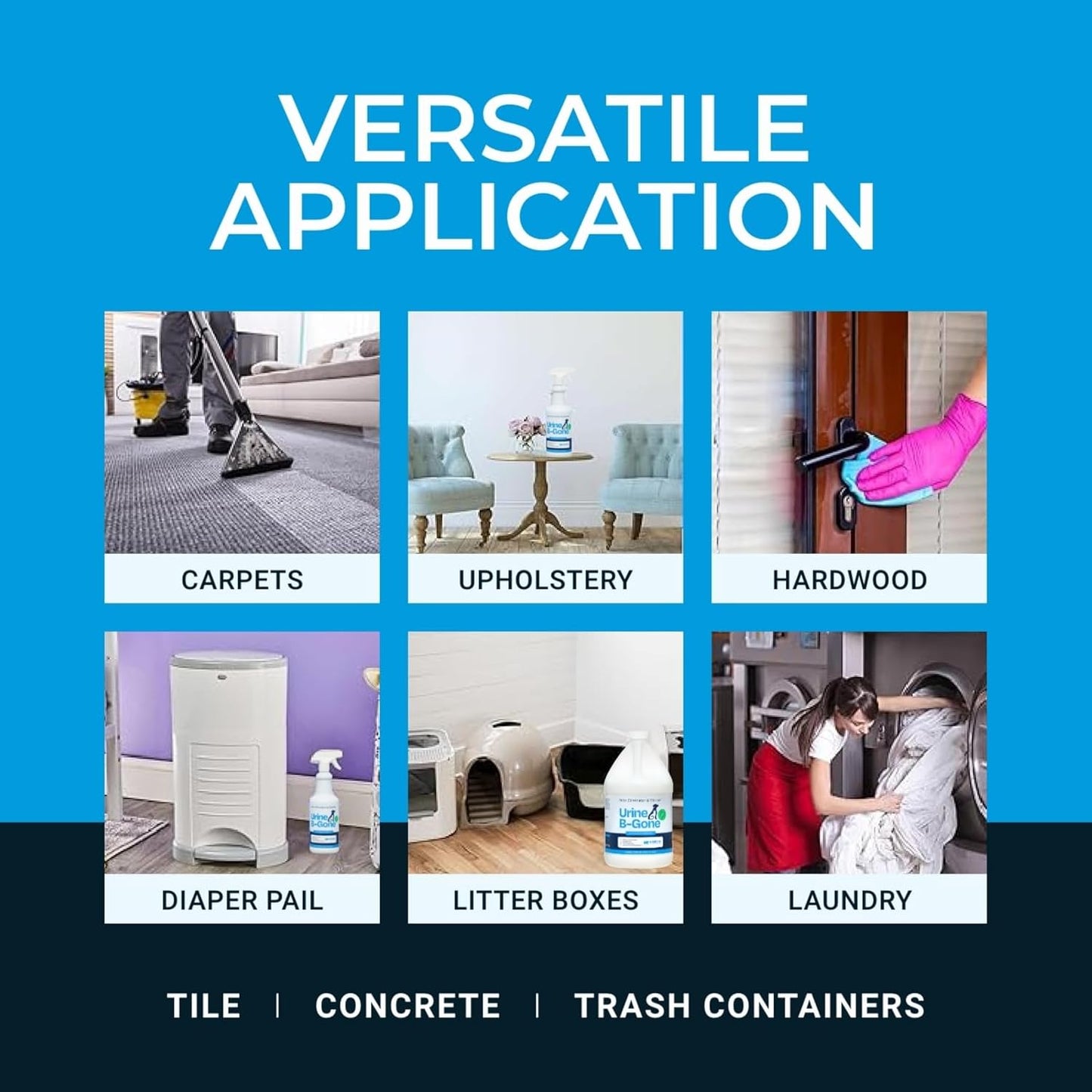 KINZUA ENVIRONMENTAL Urine B-Gone, Professional Enzyme Odor Eliminator & Pet Stain Remover, Human, Cat & Dog Urine Cleaner, Effective on Laundry, Carpets & More, Original Scent, 32oz, Pack of Two