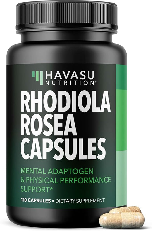 Rhodiola Rosea Supplement - Herbal Adaptogen for Mental and Physical Performance Support (3% Salidrosides, 3% Rosavins Extract) - 120 Count - Vegan, Non-GMO, and Gluten-Free Capsules - 4 Month Supply