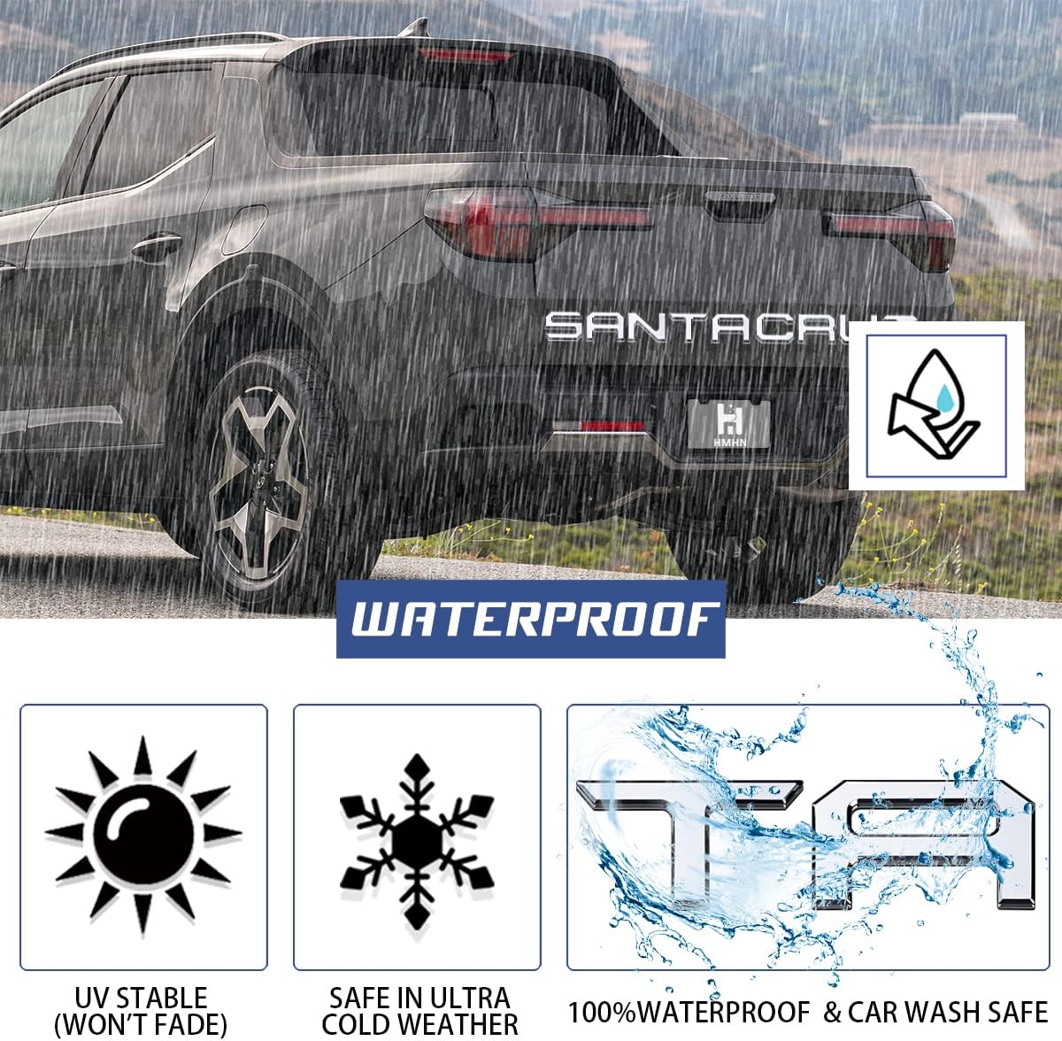 Tailgate Inserts Letters Compatible for 2022 2023 2024 2025 Santa Cruz 3D Raised & Strong Adhesive Decals Letters Rear Emblem Decal Sticker Compatible for Santa Cruz Accessories-Chrome Silve