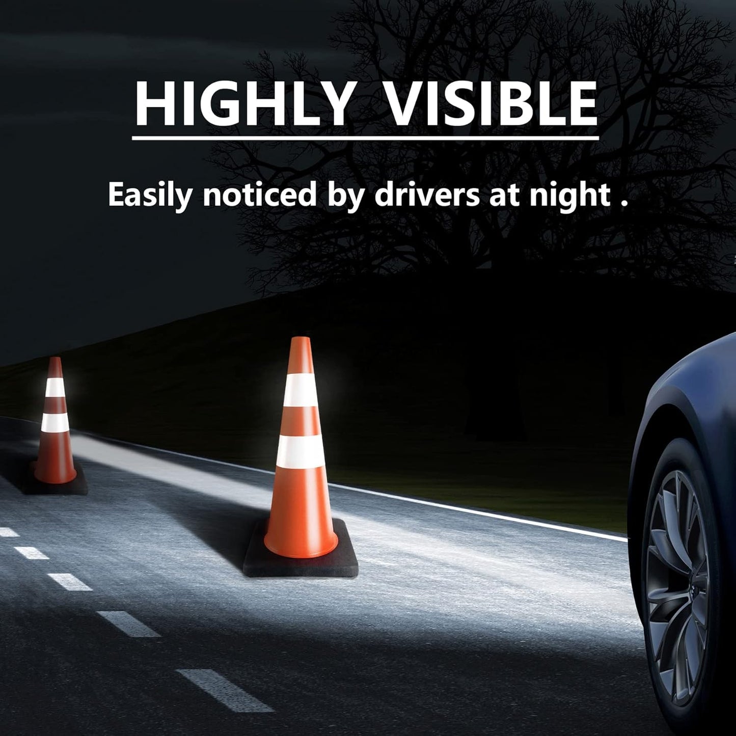 Traffic Cones 28 inch 6 Pack Heavy Duty Safety Cones Orange with Reflective Collars Fit Parking Lot,Driveway Road Traffic Control Construction Cones