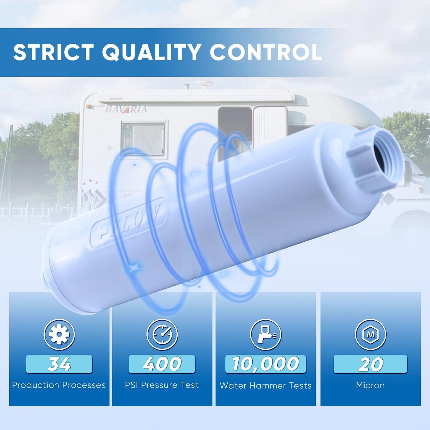 PUREPLUS RV Water Filter System for Garden, Pool, Spa, RV, Camper, Marine, Boat Hose, for Drinking, Car Washing, Gardening, Planting, Reduces Chlorine, Heavy Metals, Odors, 2PACK