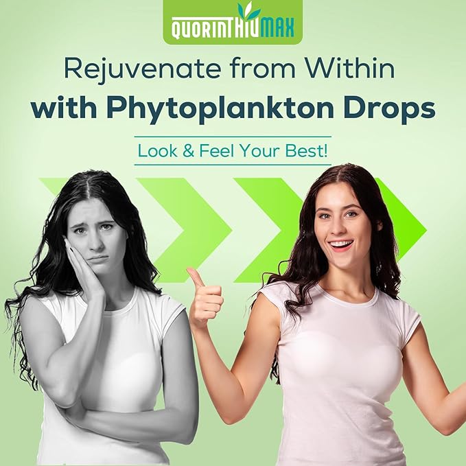 Marine Phytoplankton Drops 2000mg - High Absorption Phytoplankton Supplement with Wheatgrass & Fo-ti for Cellular Wellness, Hair Growth, Energy & Immunity - Green Apple Flavor, 2 fl oz (Pack of 1)