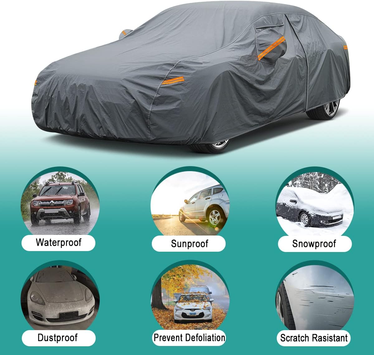 Premium Car Cover Custom Fit Acura TLX (2014-2025), 16 Layers Heavy Duty Car Cover Waterproof All Weather with Zipper Door for Sun Rain Snow Dust Uv Protection