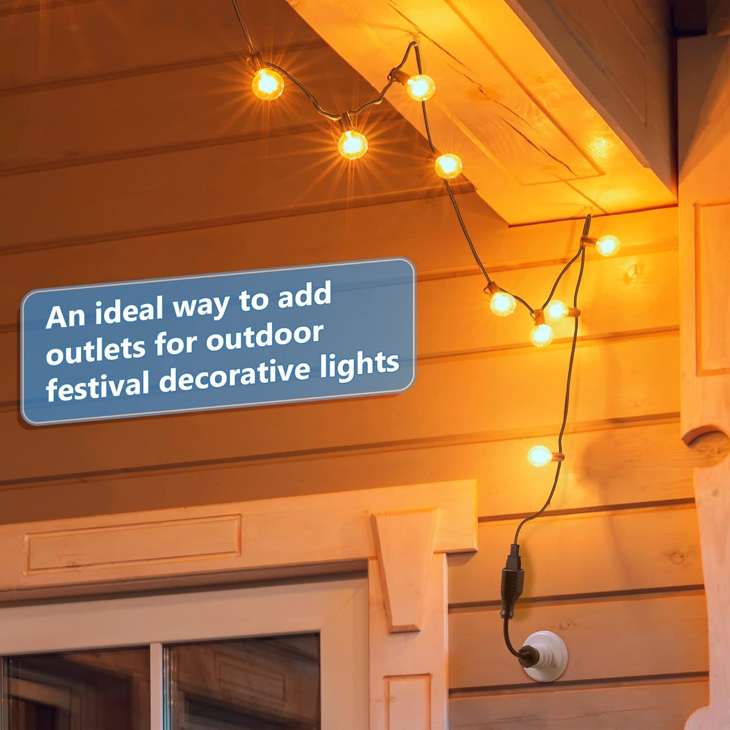 Feekoon 1 Pack 3 Outlet Light Socket Adapter, Convert E26/E27 Bulb Socket to 3 Prong Outlet with Extension Cord, Light Bulb Plug Adapter Converter Suitable for Outdoor Porch Garage Patio Use (Black)