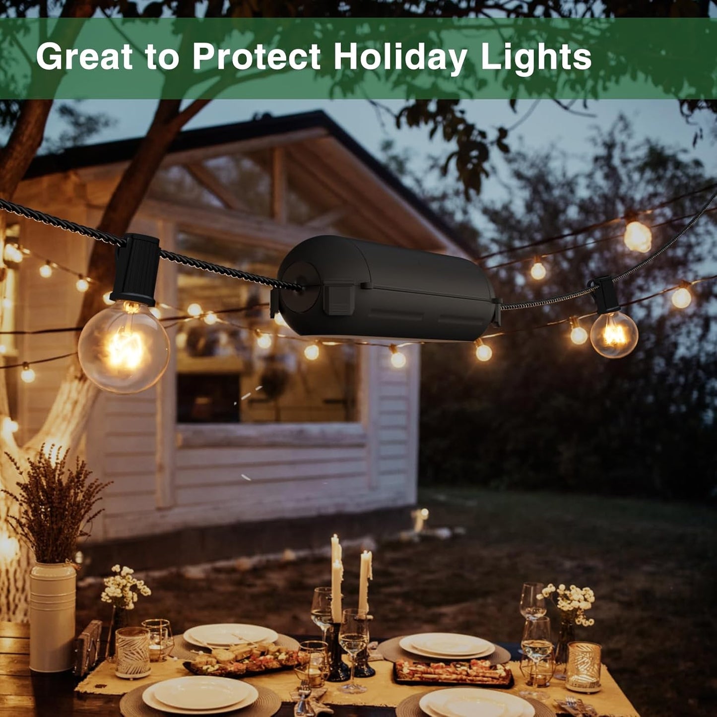 Flemoon [9 Pack] Outdoor Extension Cord Safety Cover, IP44 Waterproof Connection Protector, Weatherproof Electrical Box for Outdoor Plug, Outlet, Holiday Light, Christmas Decorations, Black