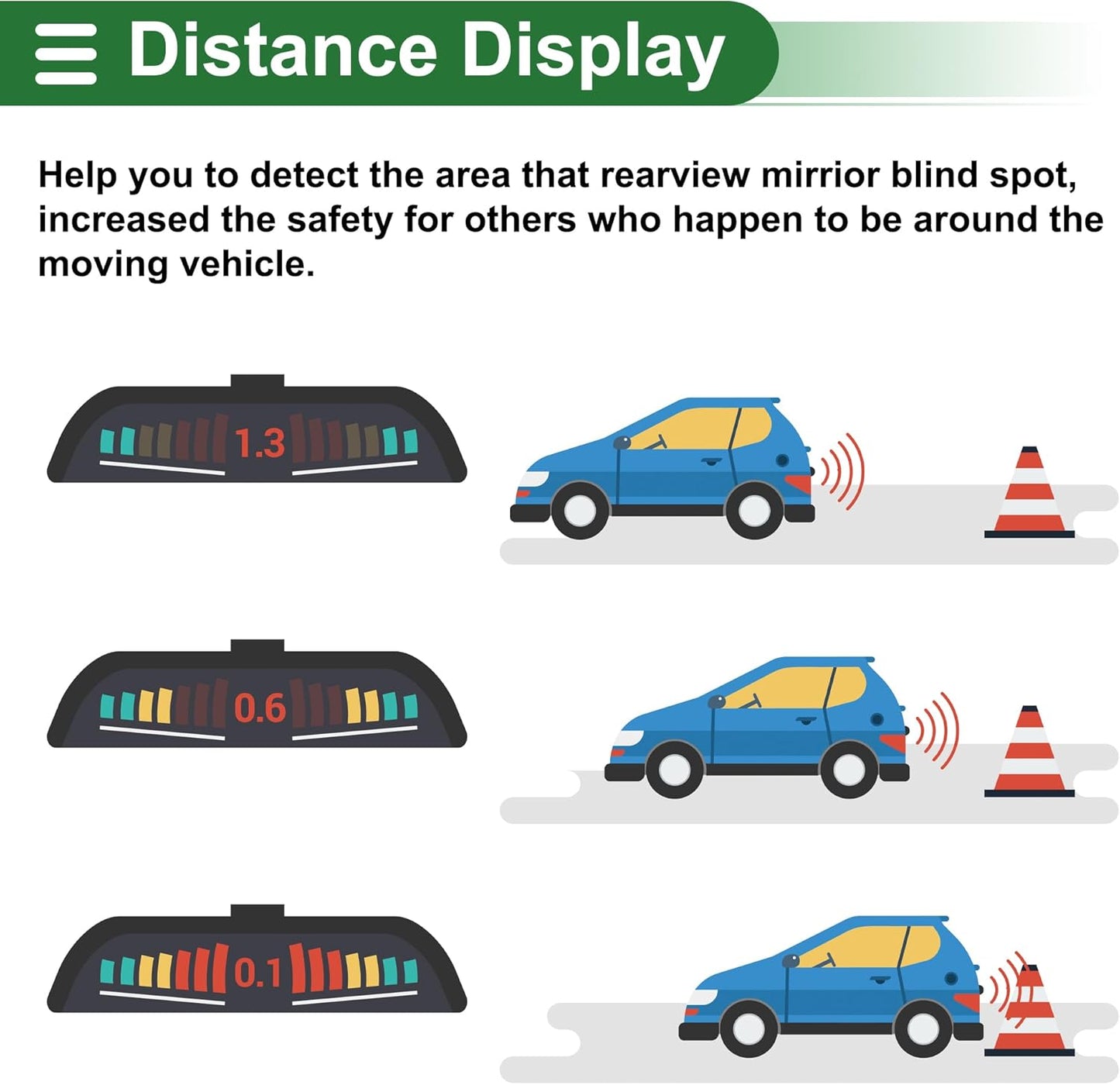 Motoforti Universal Car Auto Vehicle Reverse Backup Radar System Reverse Parking Sensors Alarm Buzzer Reminder Distance Detection White 2 Pcs Parking Sensors