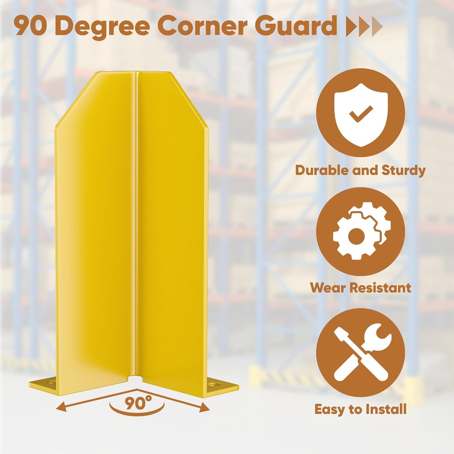 Nisorpa Pallet Rack Post Protectors, 12" Pallet Racking Guards with Hardware L Shape Safety Yellow Pallet Edge Protectors Set of 2