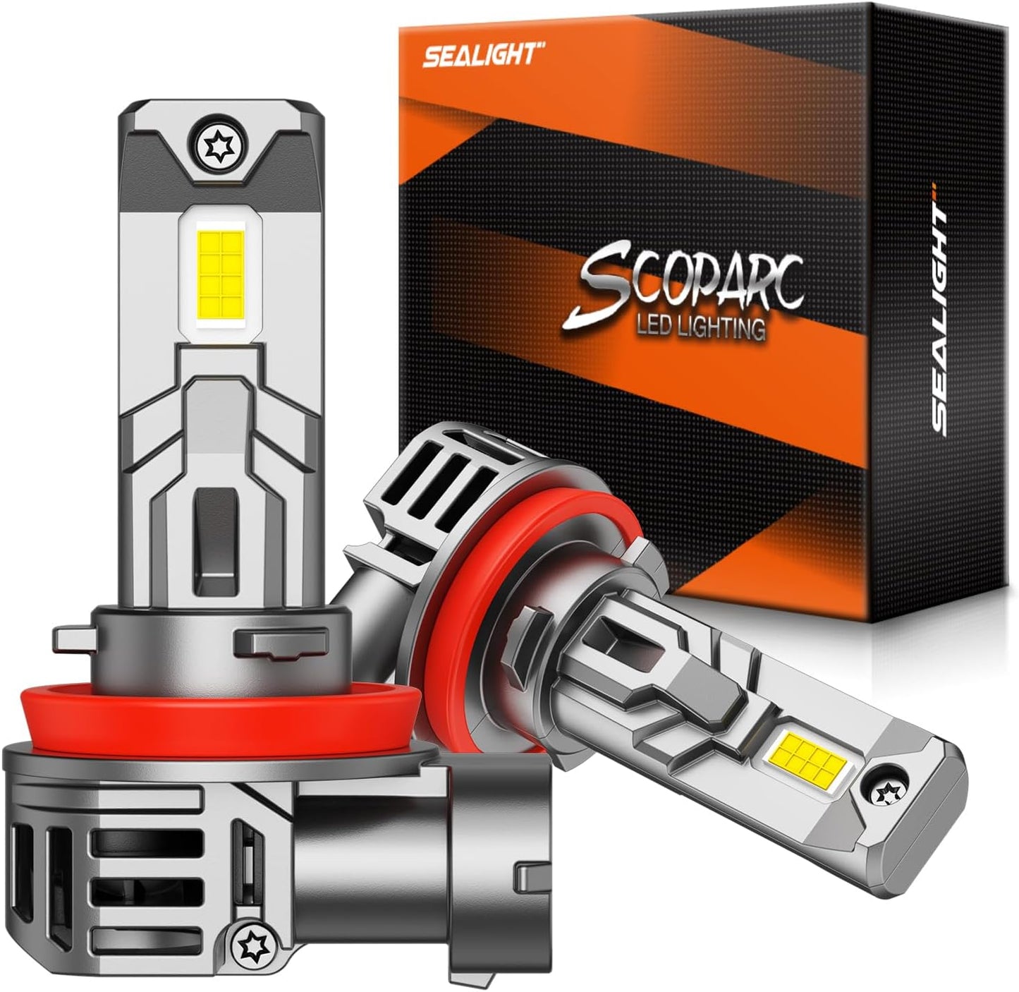 SEALIGHT 𝐇𝟏𝟏/H9/H16 Bulbs, 30000LM 6500K Cool White H8 Fog Bulbs, 1:1 Mini Size, Powersports Accessory Lights with Fan, 3 Mins Plug-N-Play, Pack of 2