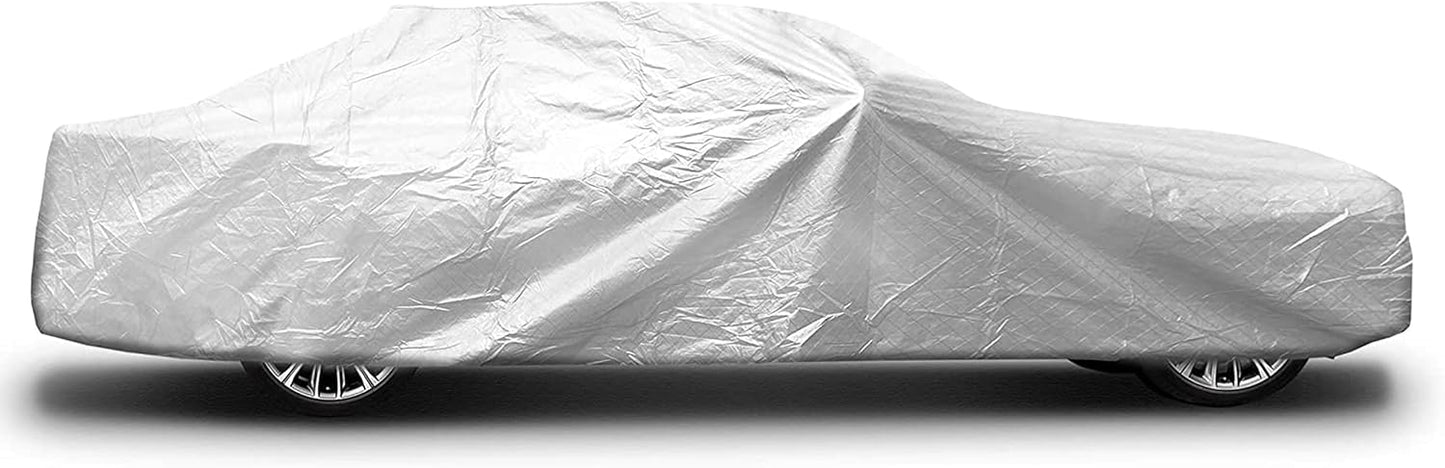 Sojoy Car Covers All Weather Waterproof Car Covers Soft Aluminum Car Cover for Automobiles,Dustproof/Snowproof/Windproof/Scratchproof/UV Protection Sedan Covers with Storage Bag 177"-215" (XXL)