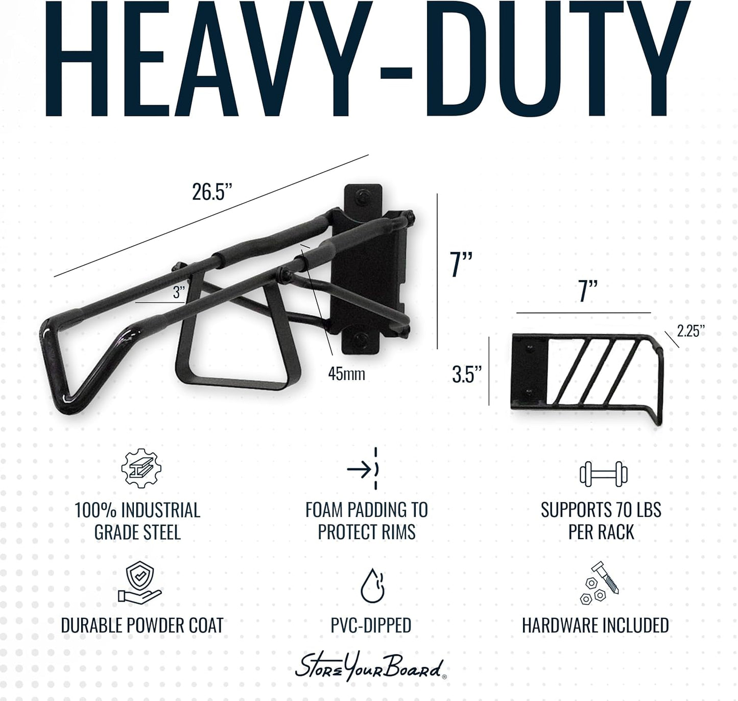 StoreYourBoard SwivelStow Road & Gravel Bike Storage 2 Pack – Heavy Duty Bike Hanger, No-Lift Bike Wall Mount for Garage Bike Storage, Holds 70 lbs, Patent-Pending