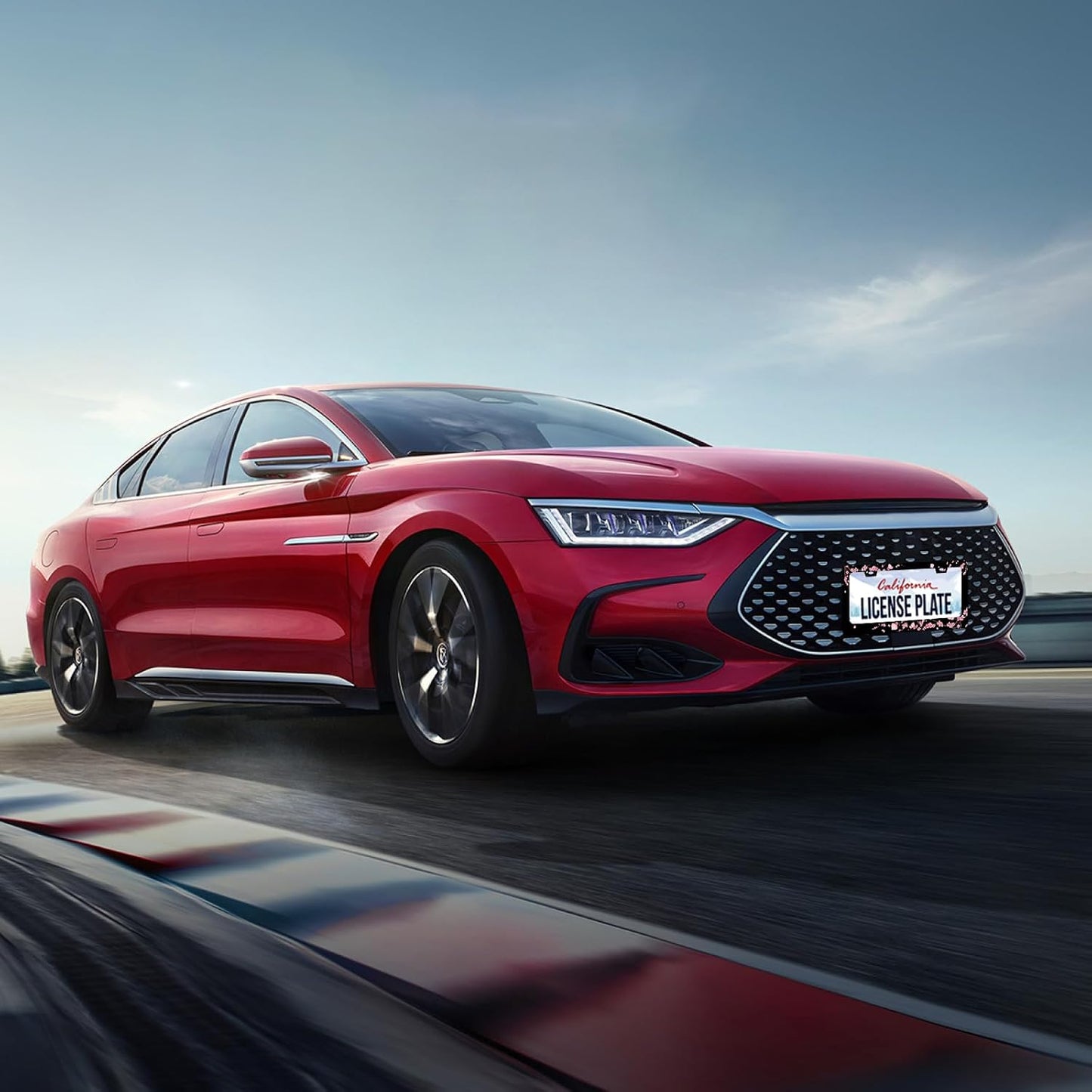 Cherry Blossom License Plate Frame Beautiful Flowers Pink License Plate Stainless Steel Funny License Plate Holder Floral Car Accessories Decoration With Screws Fits Standard Vehicles Size 12.3"x 6.3"