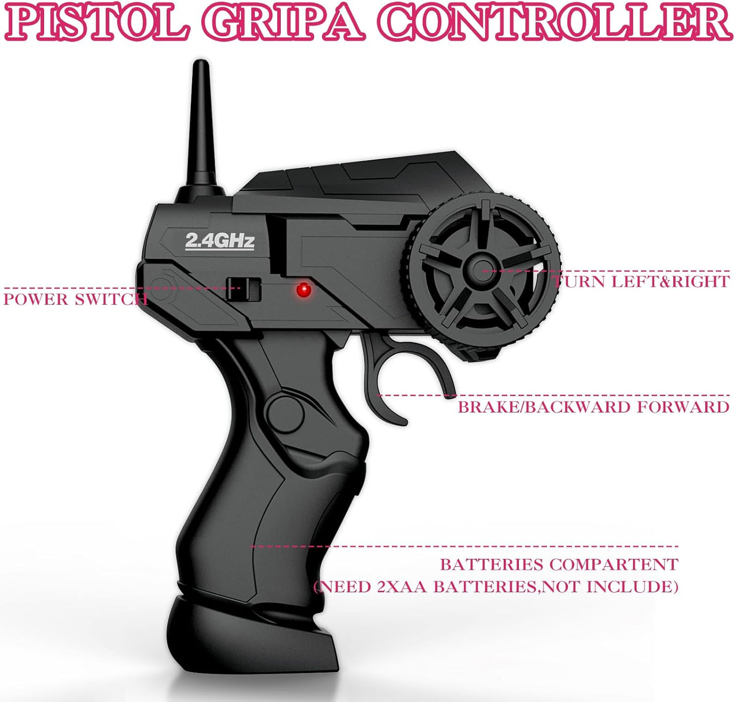 RC Drift Car, 1/24 Pink Remote Control Car for Girls, 2.4GHz 4WD High Speed Drifting RC Cars with LED Light, Two Batteries and Drift Tires, Racing Toy Cars for Kids Adults Girl Boys, Pink