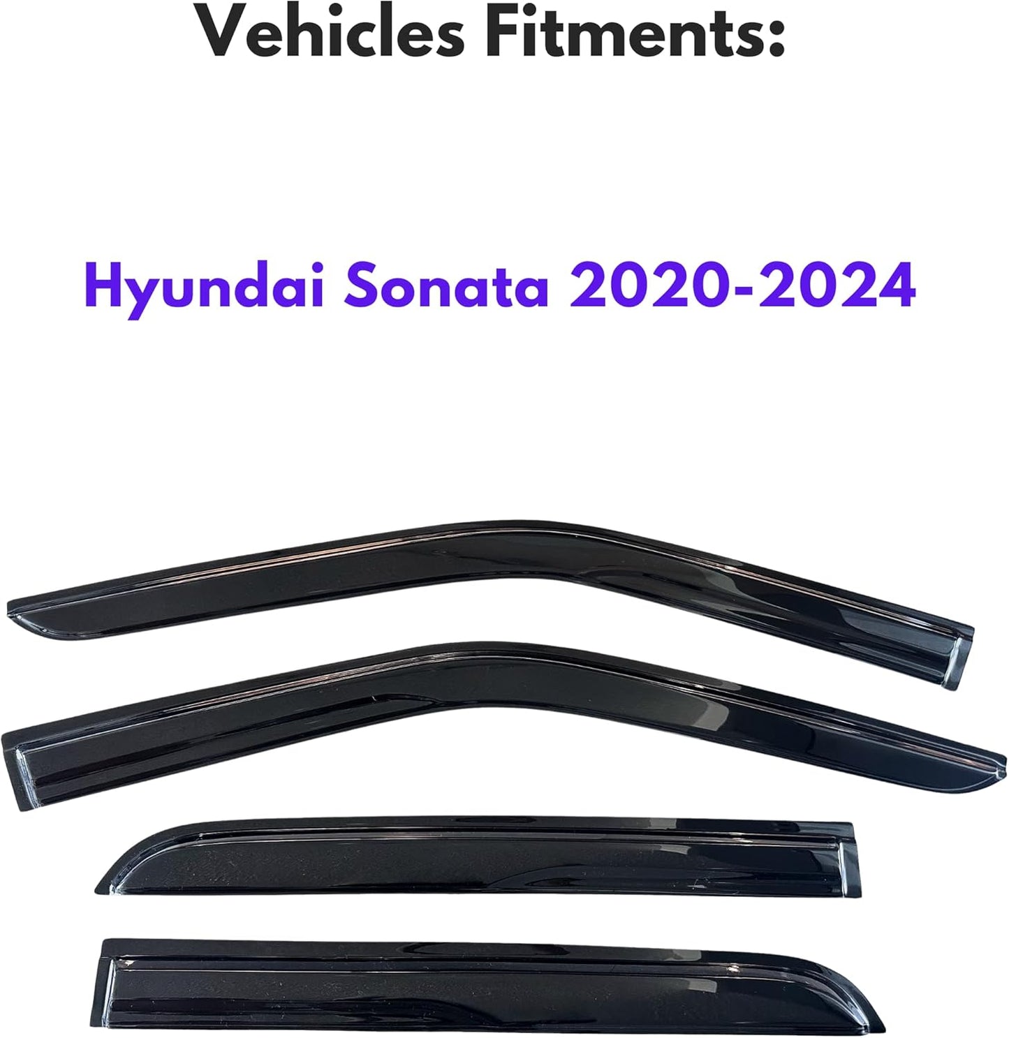 KPY Window Visor Compatible with Hyundai Sonata 2020-2024, 4PC Rain Guard Side Window Vent Deflectors Tape-On Mugen Style, 2020 2021 2022 2023 2024