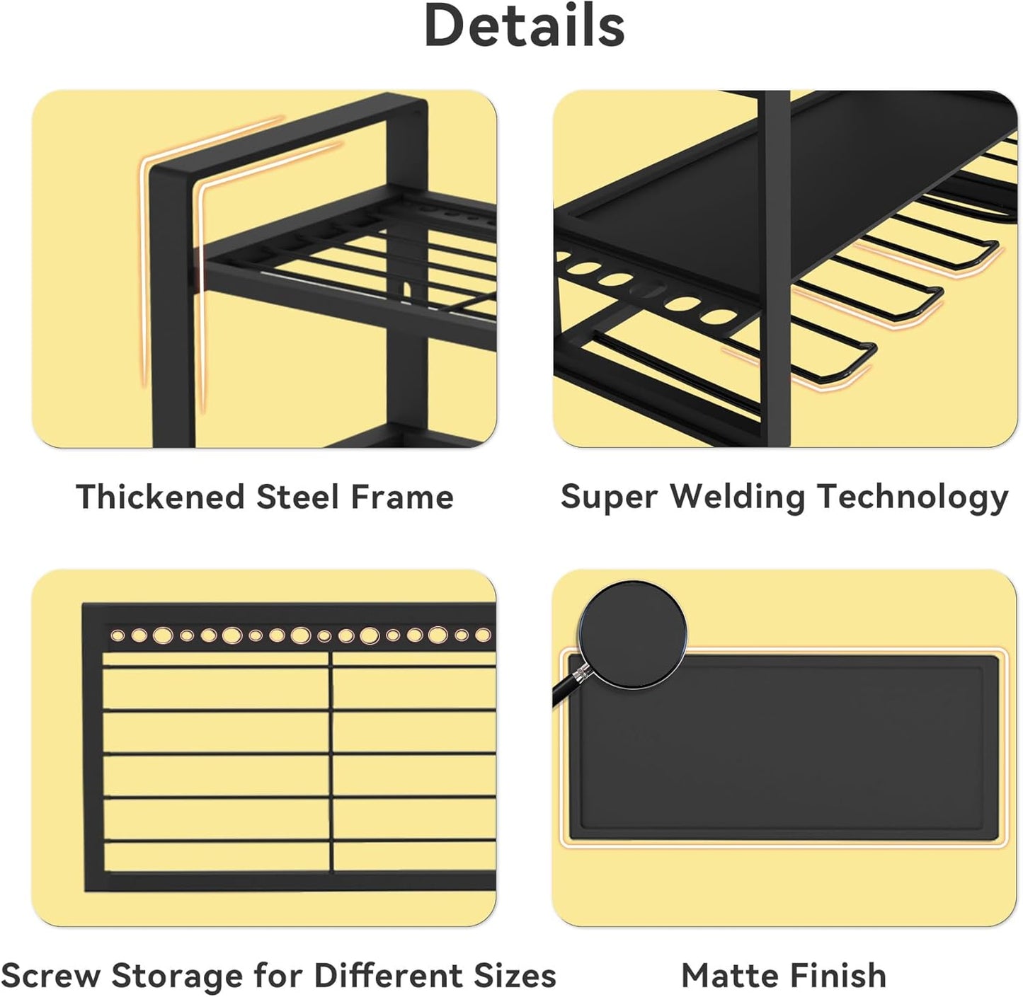 Power Tool Organizer Wall Mount, 4 Layer Heavy Duty Metal Power Tool Storage Rack, 8 Drill Holders Wall Mount, Utility Racks Cordless Tool Storage Rack for Garage Workshop Fathers Men Gift