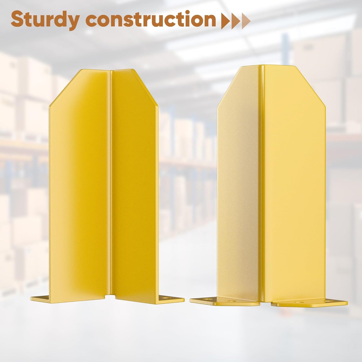 Nisorpa Pallet Rack Post Protectors, 12" Pallet Racking Guards with Hardware L Shape Safety Yellow Pallet Edge Protectors Set of 2