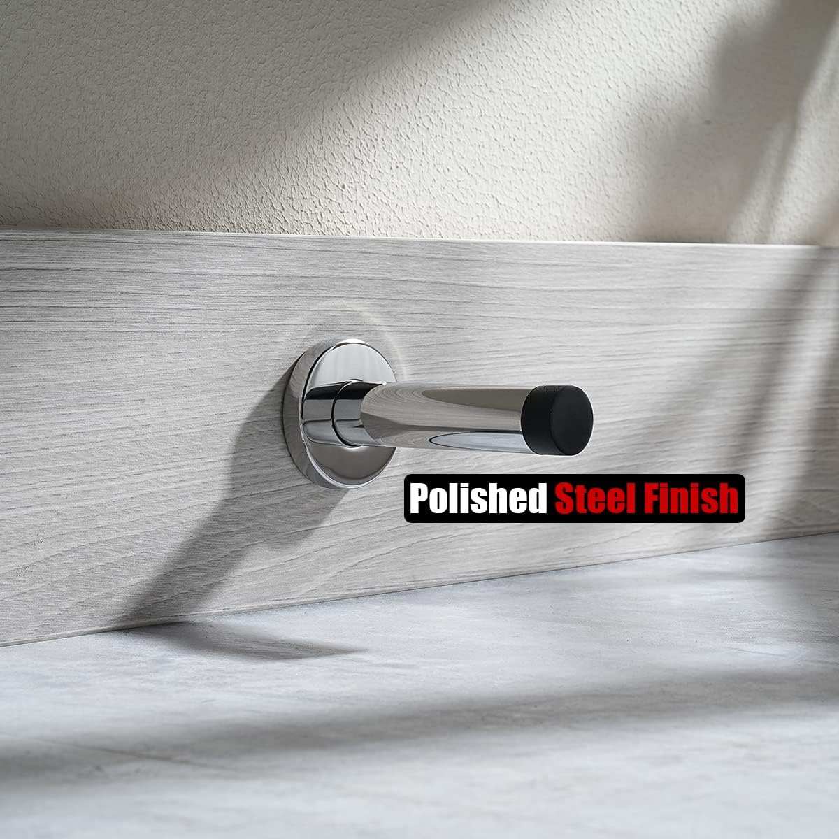 JQK Door Stopper Chrome, 304 Stainless Steel Thicken 1mm Sound Dampening Door Stop Bumper Wall Protetor, Polished Chrome, DSB5-CH