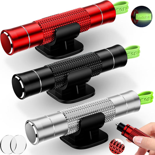 Safehammer - Upgraded Safe Hammer Glass Breaker Under Water, Car Hammer Seatbelt Cutter Window Breaker Emergency Escape Tool, Safehammer Glass Breaker for New Cars (3PCS Red & Black & Silver)