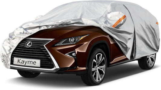 Kayme 6 Layers SUV Car Cover Custom Fit for Lexus RX350 /RX300/330/350L (2003-2025) Waterproof All Weather for Automobiles, Outdoor Full Cover Rain Sun UV Protection.Silver