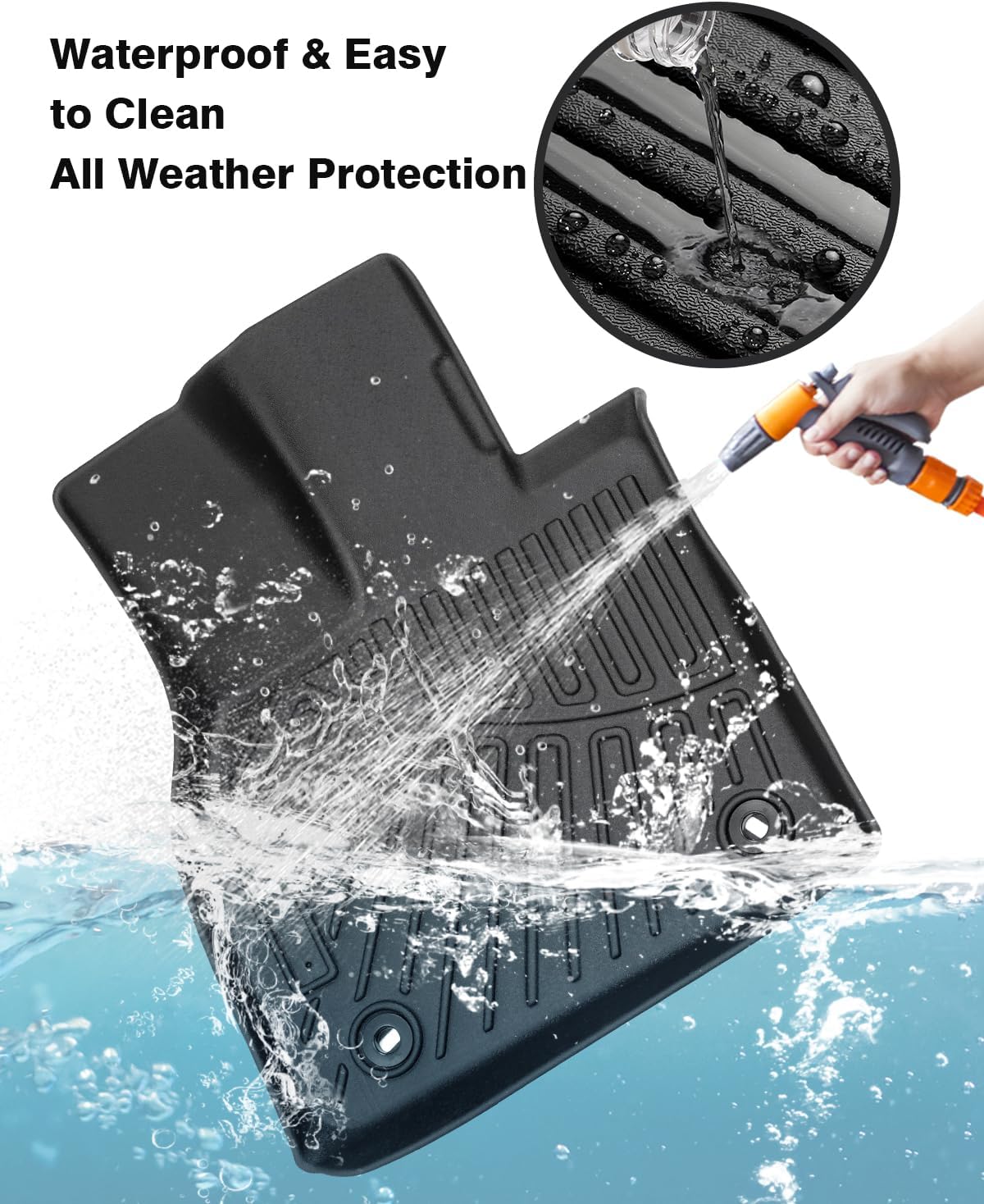 Powerty Floor Mats for Toyota BZ4X & Subaru Solterra 2023 2024 2025 Accessories All Weather Floor Liner 3D TPE 1st & 2nd Row Floor Mat Heavy-Duty Floor Liners