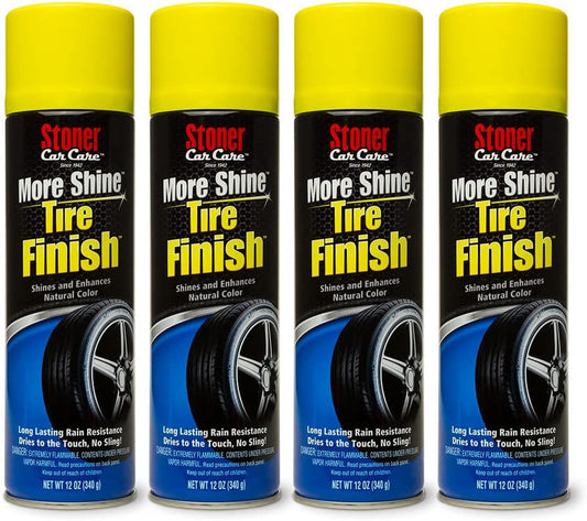 Stoner Car Care 91094-4PK More Shine Tire Finish for Tire and Wheel Care Creates a Long-Lasting, Rain-Resistant Tire Shine, Makes Faded Tires Look New, Non-Greasy Formula, 12 Oz, Pack of 4