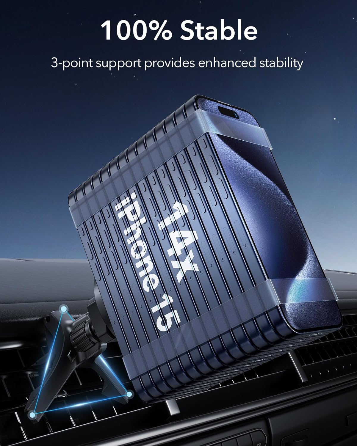 ESR for MagSafe Car Mount, Air Vent/Dashboard Magnetic Phone Holder for Car,Car Phone Holder Mount for iPhone 16/16e/15/14/13/12/Samsung, All Smartphones(2 Metal Rings included),Charging Not Supported