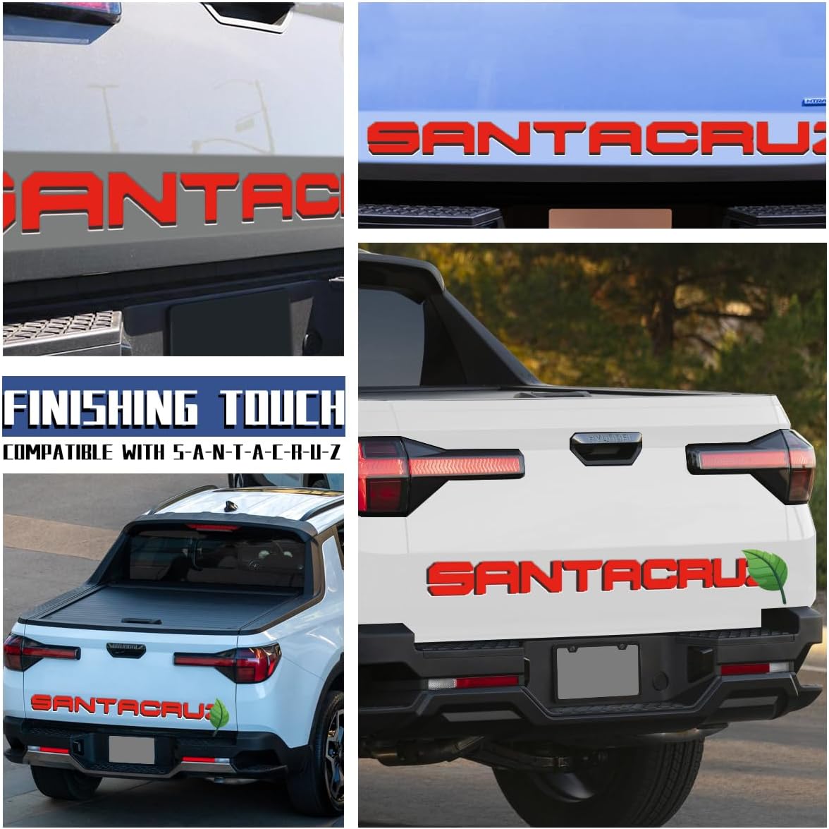 Tailgate Insert Letters Compatible for 2022 2023 2024 2025 Santa Cruz 4D Raised Tailgate Decal Letters (Double Layer Black Edge Red Faced)