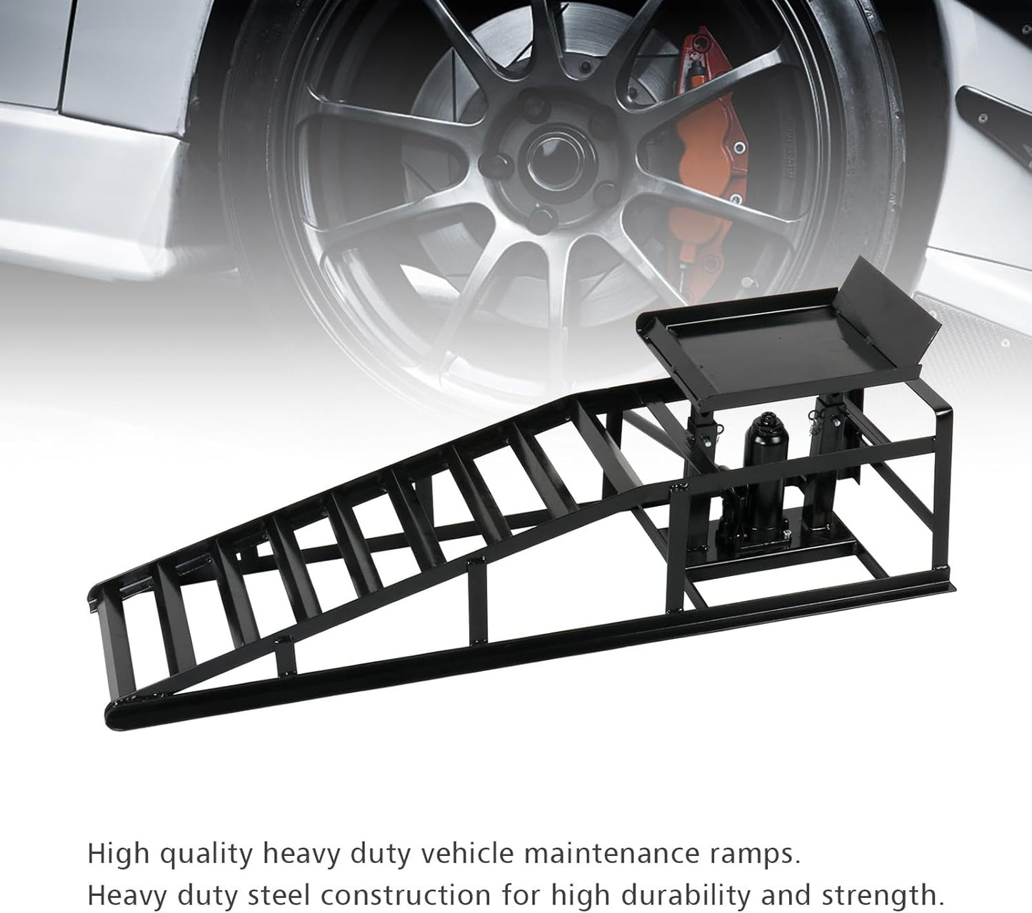 5 Ton 2 Pack Hydraulic Car Ramp Elevator 10000 Lbs for Auto Car Truck Trailer Garage Service Vehicle Ramp Lift Jack Hydraulic Lift (Black)