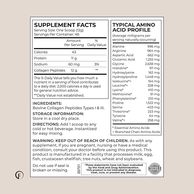Faster Way - Collagen Peptides - 12g Hydrolyzed Collagen + 11g Protein Per Serving - Hair, Skin & Nails - Amino Acids - Grass-Fed - Sugar, Gluten & Dairy Free - Non-GMO -Unflavored Powder -30 Servings