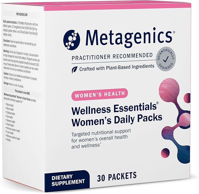 Metagenics Wellness Essentials Women's Daily Packs - 30 Daily Multivitamin Packs - Women's Multivitamins - Bone Density Support* - Omega-3 Fatty Acids - Non-GMO & Gluten Free - 30 Packets