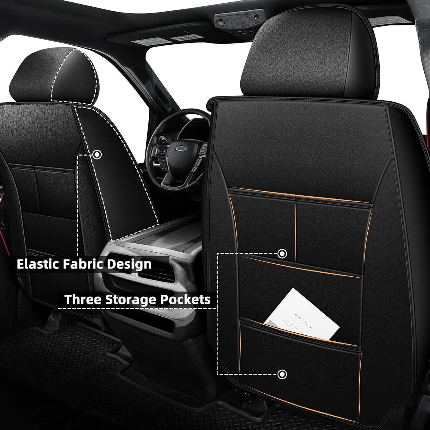 AOMSAZTO Seat Covers Fit for Honda Ridgeline 2006-2024 2025: Crew Cab 2PCS Front Car Seat Covers Faux Leather Truck Pickup Seat Cushion Protector - Front Seats Without Armrests(Front Pair, Redline)