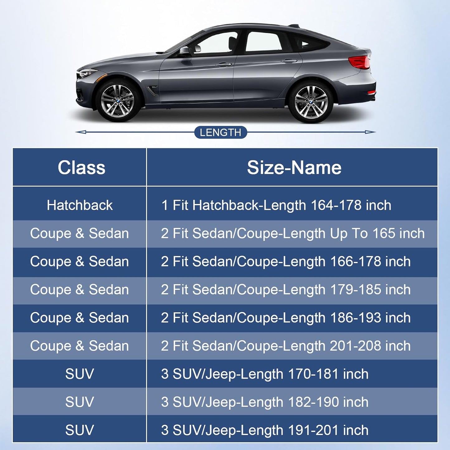 SUV Car Cover Waterproof All Weather for Automobiles, Full Exterior Covers for Jeep (191-201 inch) Universal Fit for Jeep Grand Cherokee, Ford Explorer, etc. Rain Winter Sun Snow Protection.