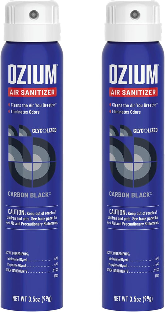 Ozium 3.5 Oz. Air Sanitizer & Odor Eliminator for Homes, Cars, Offices and More, Carbon Black Scent, 2 Pack