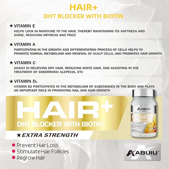 Biotin for Hair Growth Women Men - Biotin Supplement 5000 mcg, with Vitamin C E B12 B6 A Support Strong Nails Skincare Hair Health - USA Made - 120 Capsules / 2 Packs