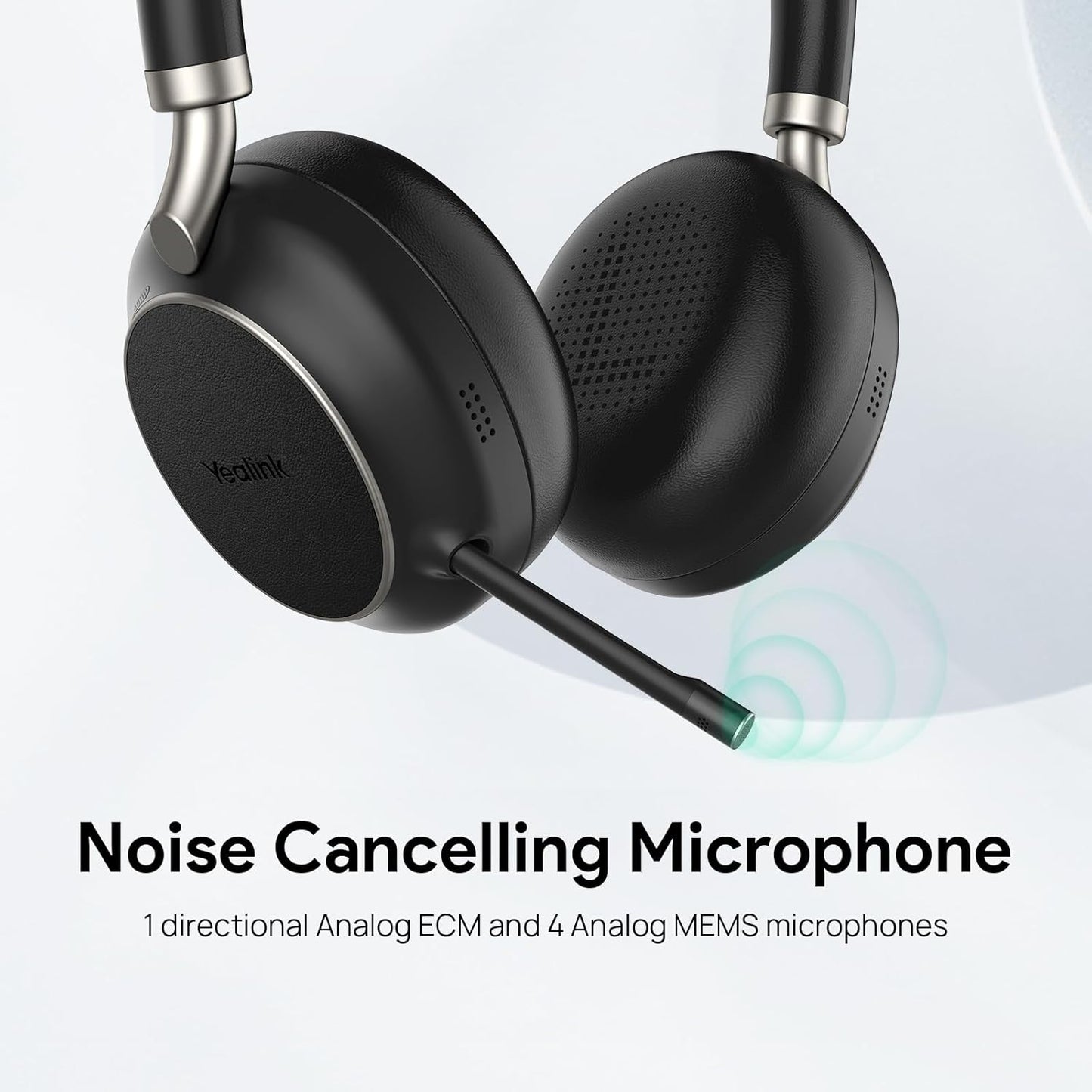 Yealink BH76 (2022 Old Edition) Wireless Headset Active Noise Cancelling (ANC) Bluetooth Headphone with Retractable Mic-Boom, Teams Certified On-Ear Headphone, up to 35h Talking Time, USB-A Dongle