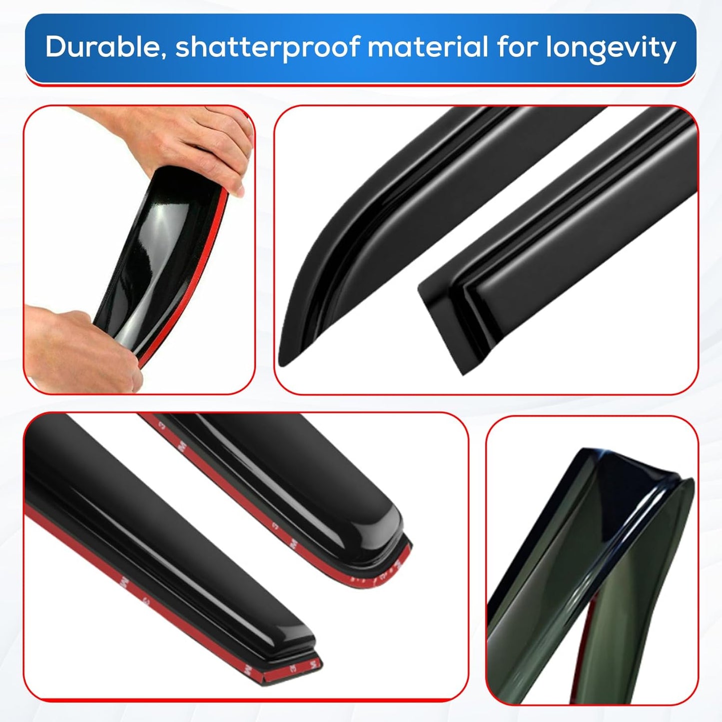 KPY Window Visor Compatible with Chevrolet Chevy Colorado Crew Cab 2015-2022 & GMC Canyon Crew Cab 2015-2022, 4PC Rain Guard Side Vent Deflectors in-Channel Style, 2016 2017 2018 2019 2020 2021 2022