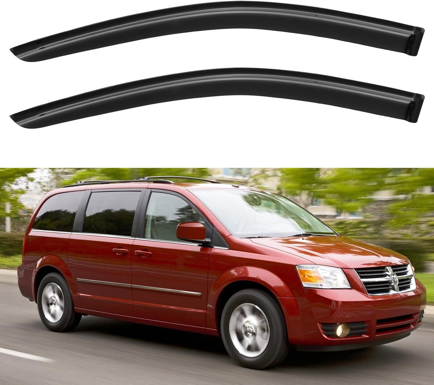 Window Visors Rain Guards Shield for 2008-2020 Dodge Grand Caravan, 2Pcs Out-Channel Window Vent Wind Deflectors Visors Shades for 2008-2016 Chrysler Town & Country