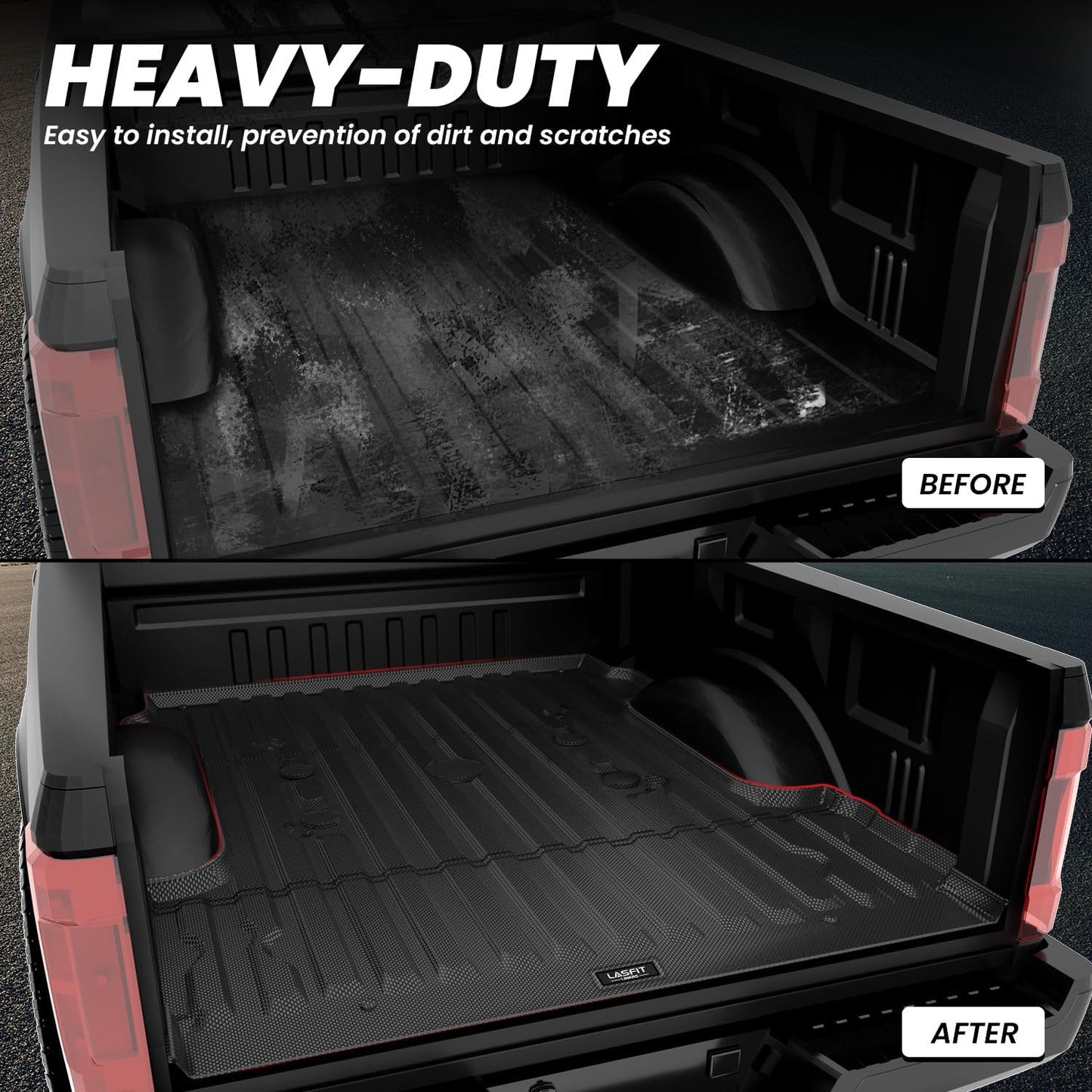 LASFIT Bed Mat 6.75ft for Ford F250 F350 F450 2017-2026 Super Duty 81.9" Truck Bed Liner, All Weather TPE Car Bed Mat for F-250 F-350 F-450, 1PC Black