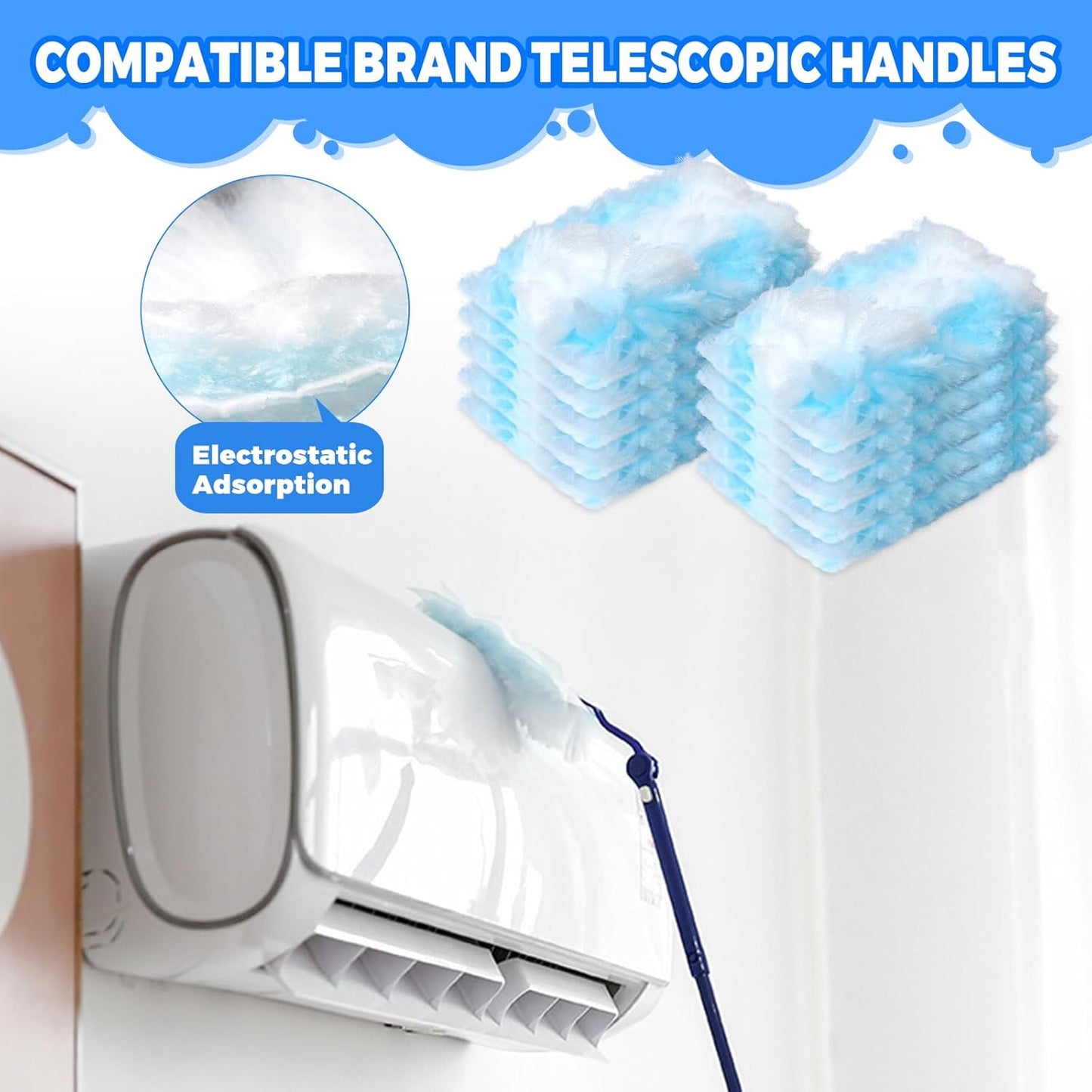 Duster Refills Compatible with Swiffer Heavy Duty Duster Refill,3 Handles+30 Count Dusters for Swiffer Duster Kit, Dusters for Cleaning/Car/Electronics/Furniture/Blinds/Ceiling Fan Cleaner