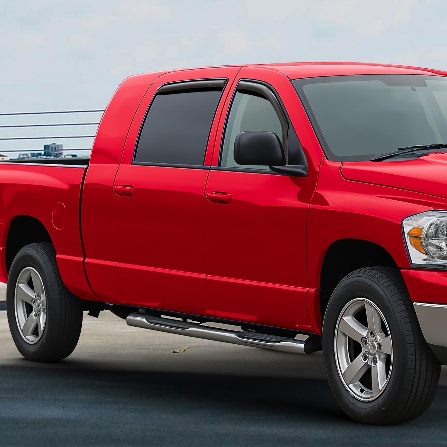 Voron Glass in-Channel Extra Durable Rain Guards for Dodge RAM 2002-2008 MegaCab, Window Deflectors, Vent Window Visors, 4 Pieces - 200691