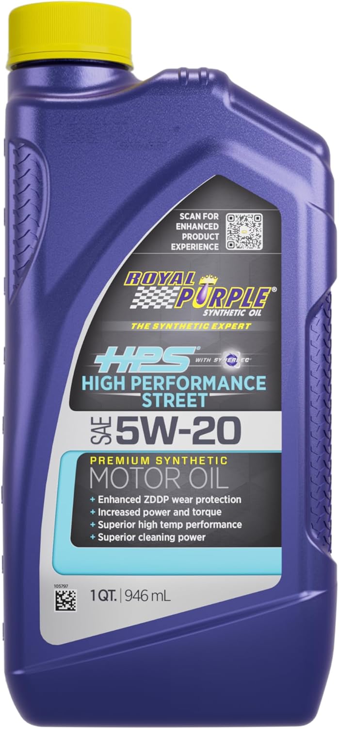 Royal Purple 31520 HPS 5W-20 High Performance Street Synthetic Motor Oil with Synerlec - 1 Quart Bottle
