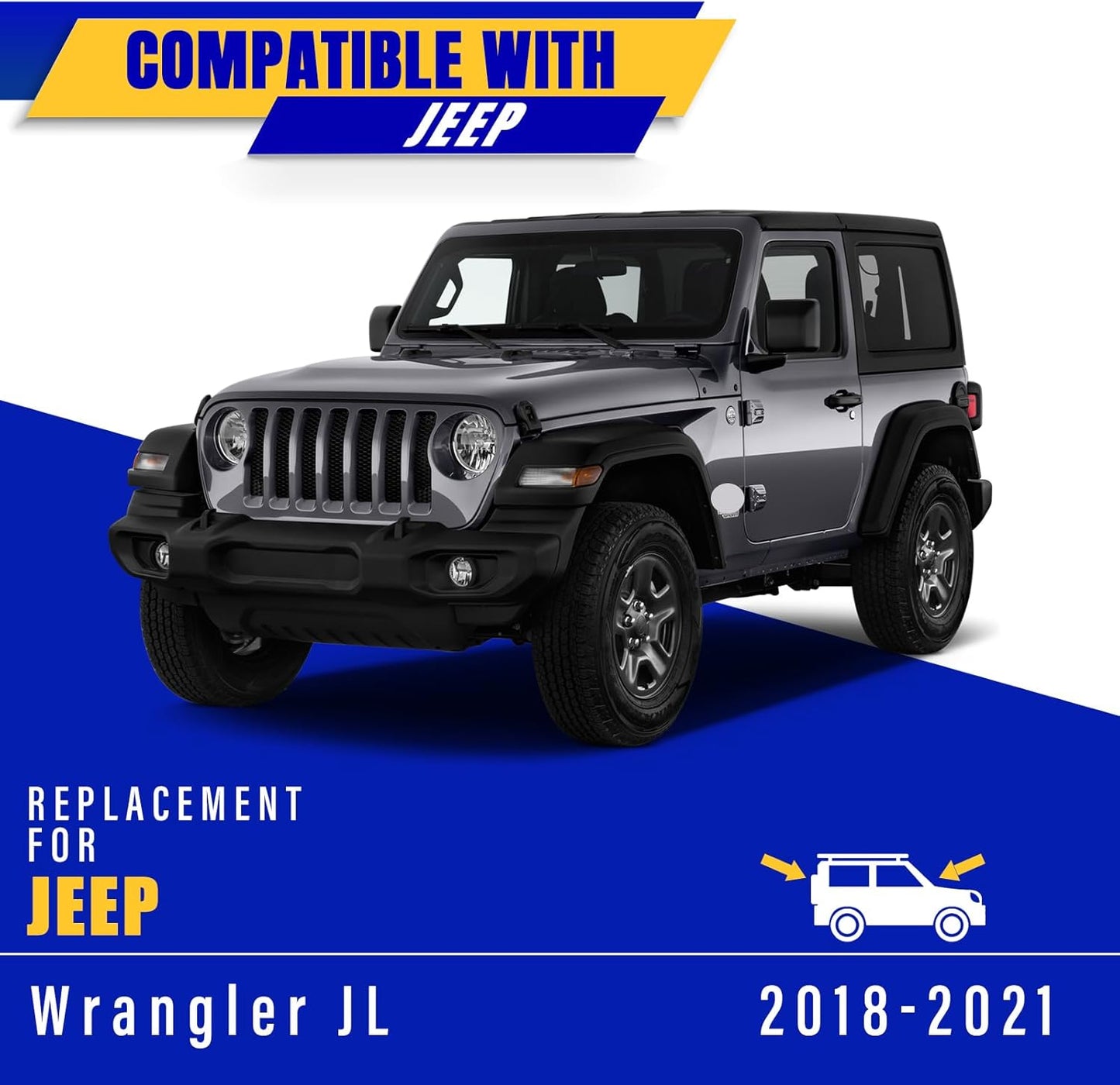 3 wipers Replacement for 2018-2023 Jeep wrangler JL, Windshield Wiper Blades Original Equipment Replacement - 16"/16"/12" (Set of 3) U/J HOOK